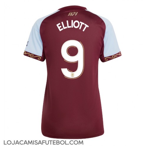 Camisa de Futebol Aston Villa Harvey Elliott #9 Equipamento Principal Mulheres 2025-26 Manga Curta